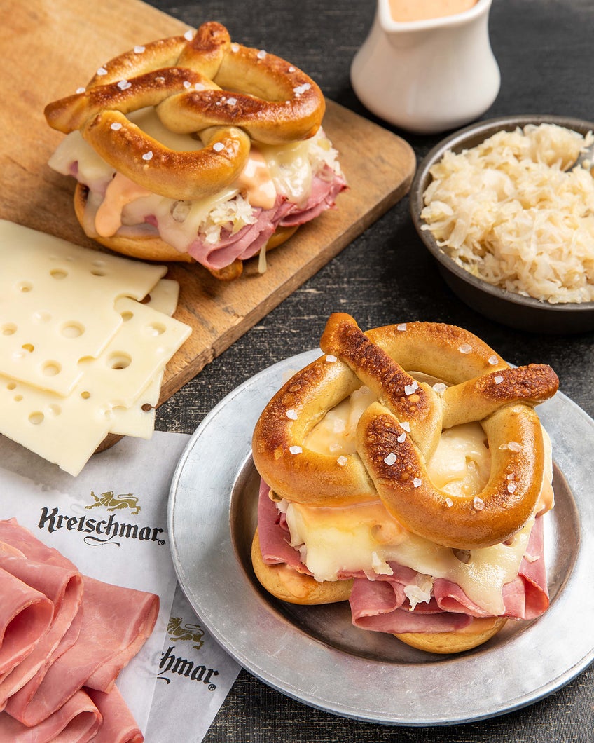 Reuben Pretzel Grilled Cheese