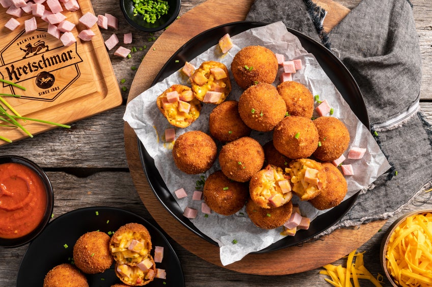 Fried Mac N Cheese Balls with Ham