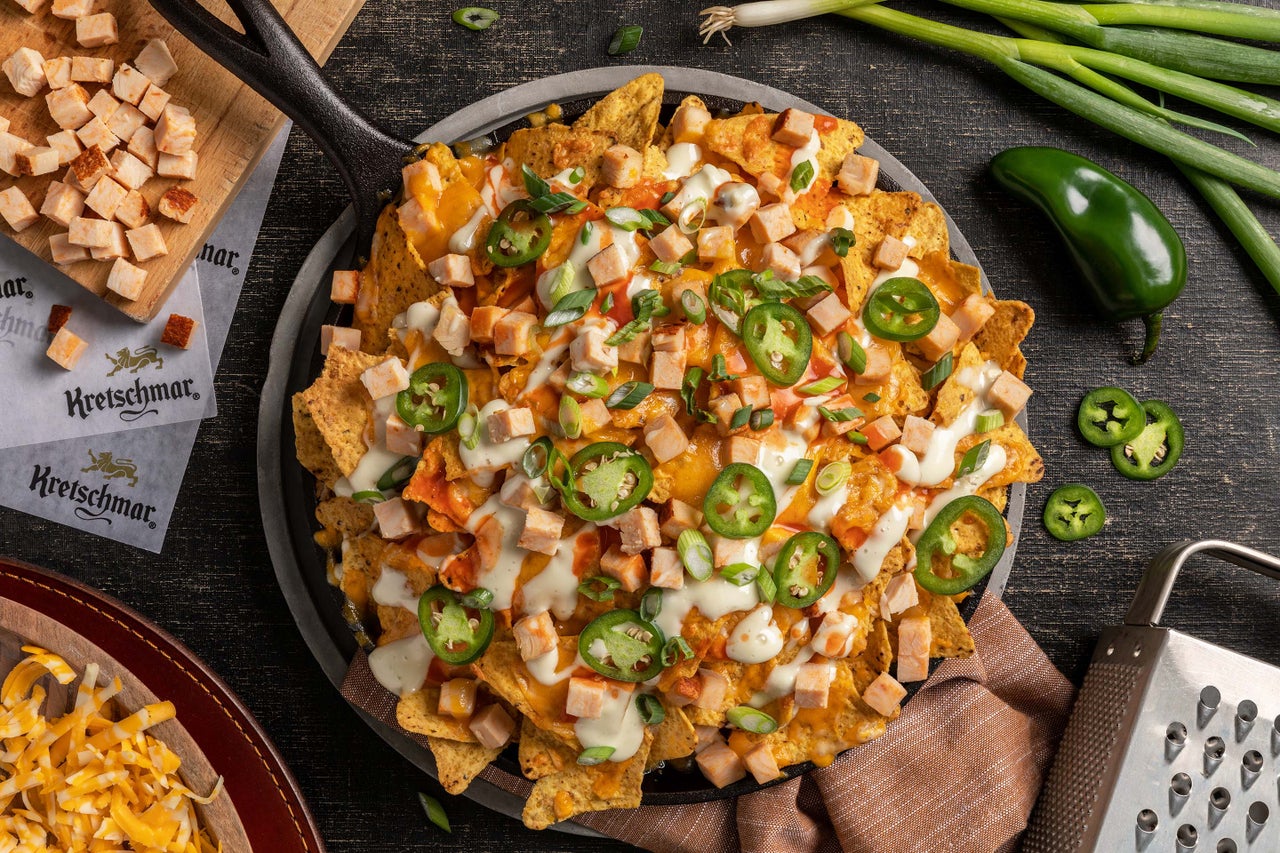 Buffalo Chicken and Colby Jack Cheese Nachos