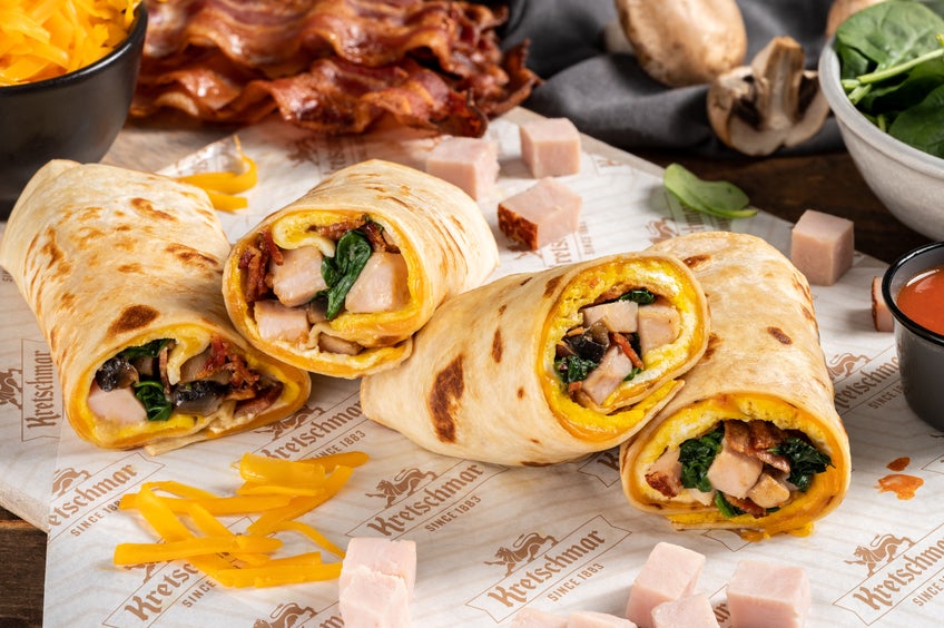 Omelette Tortilla Breakfast Wrap w/ Turkey & Bacon	