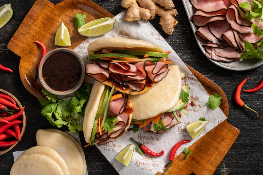 Steamed Bao Buns with Black Forest Ham	