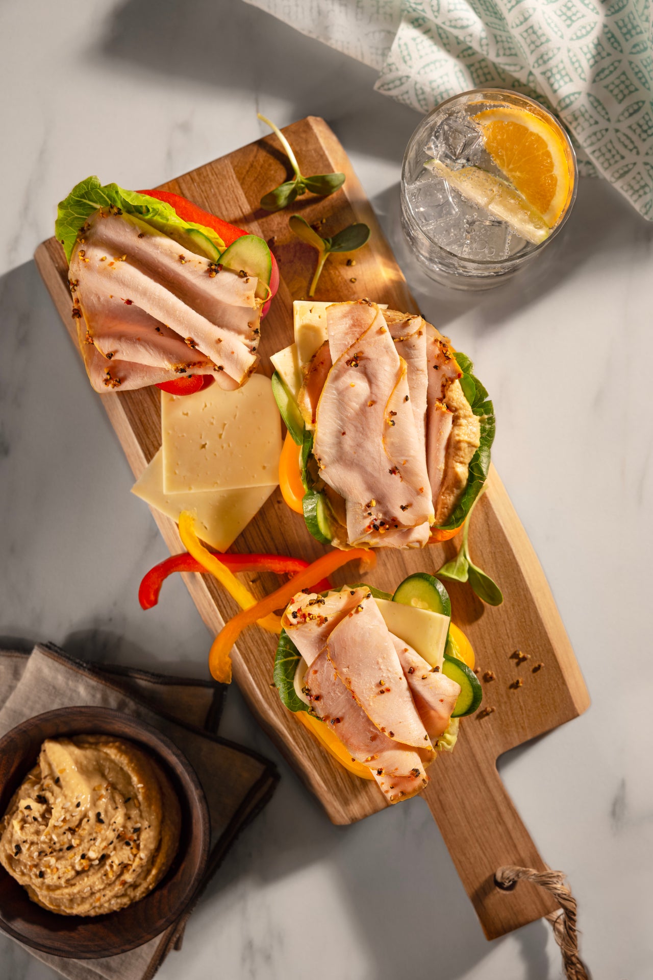 Bell Pepper Garden Cups with Lemon and Cracked Pepper Turkey