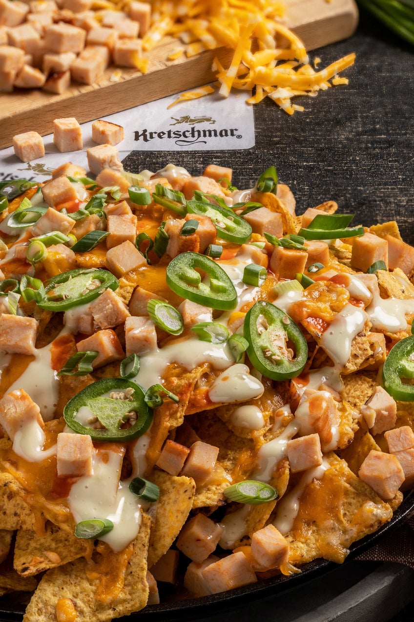 Buffalo Chicken and Colby Jack Cheese Nachos