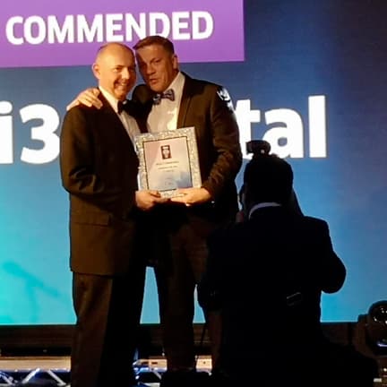 Adrian Bradley receiving ‘Highly Commended – Exporter of the Year’ 2018 award