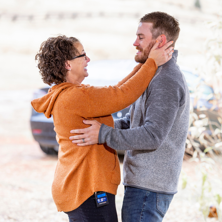 Maggie embracing her donor, Ron, when meeting for the first time. Maggie embracing her donor, Ron, when meeting for the first time.