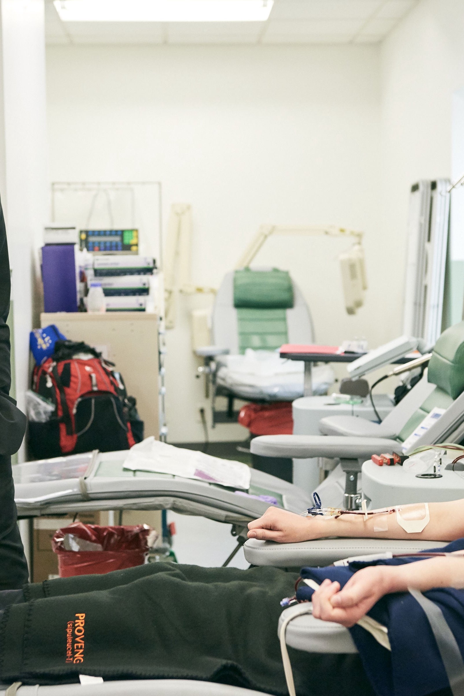 This is me during my peripheral blood stem cell donation. I appreciated that Dr. van den Brink came to visit.