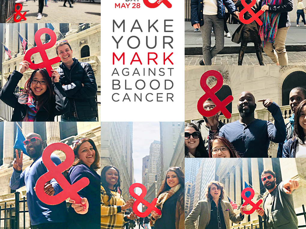 Individuals celebrating world blood cancer day by holding the ampersand symbol. Individuals celebrating world blood cancer day by holding the ampersand symbol.