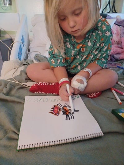 Blood cancer patient Josey drawing