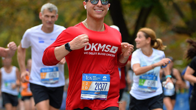 DKMS Fundraiser, Dan, runs the 2022 TCS NYC Marathon for Team DKMS, raising over $3000 to support donor registrations