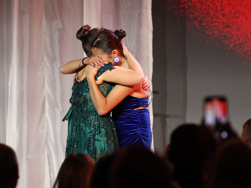 Miley Attocknie and Kayla West are seen onstage during attends the 17th Annual DKMS Gala Miley Attocknie and Kayla West are seen onstage during attends the 17th Annual DKMS Gala