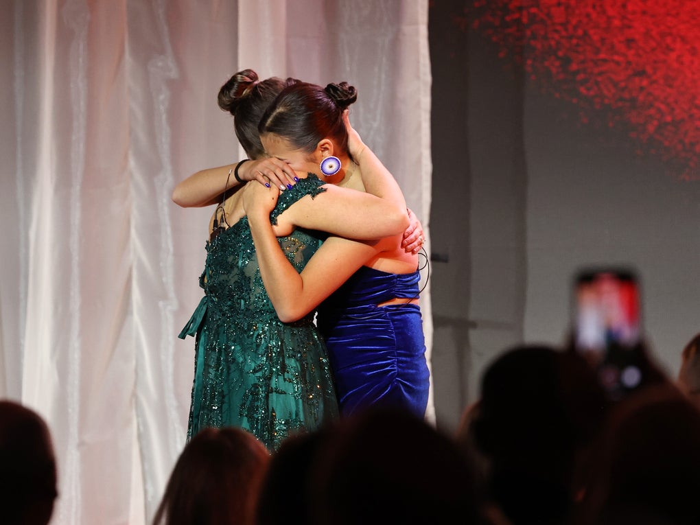 Miley Attocknie and Kayla West are seen onstage during attends the 17th Annual DKMS Gala Miley Attocknie and Kayla West are seen onstage during attends the 17th Annual DKMS Gala