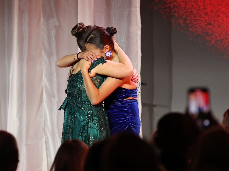 Miley Attocknie and Kayla West are seen onstage during attends the 17th Annual DKMS Gala