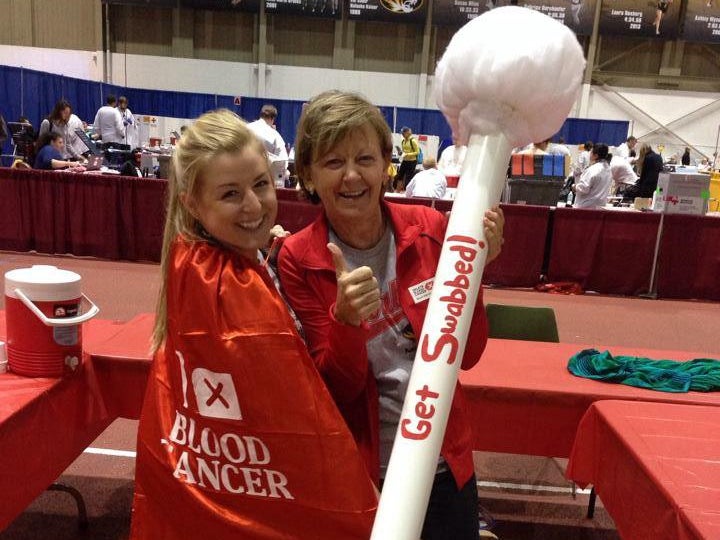 This is me on the left with a giant swab.