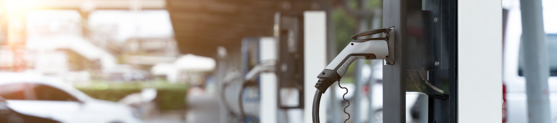 commercial EV chargers in a parking lot