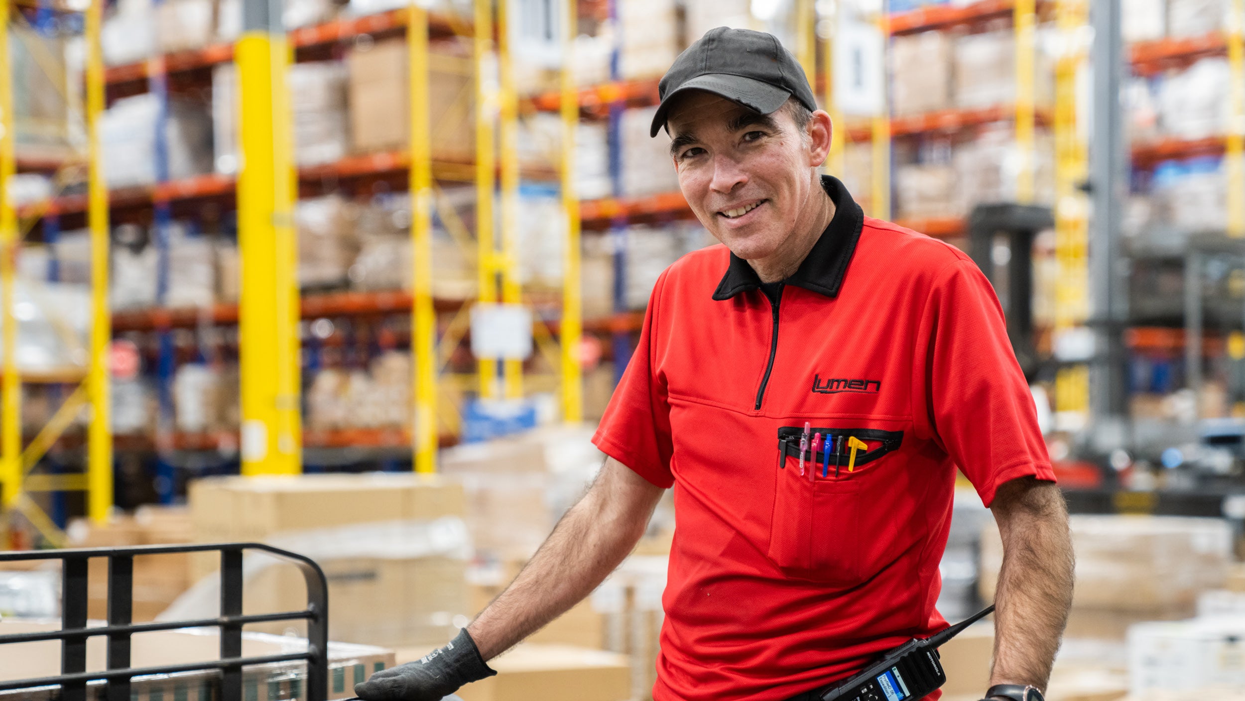 A Lumen employee in the distribution centre