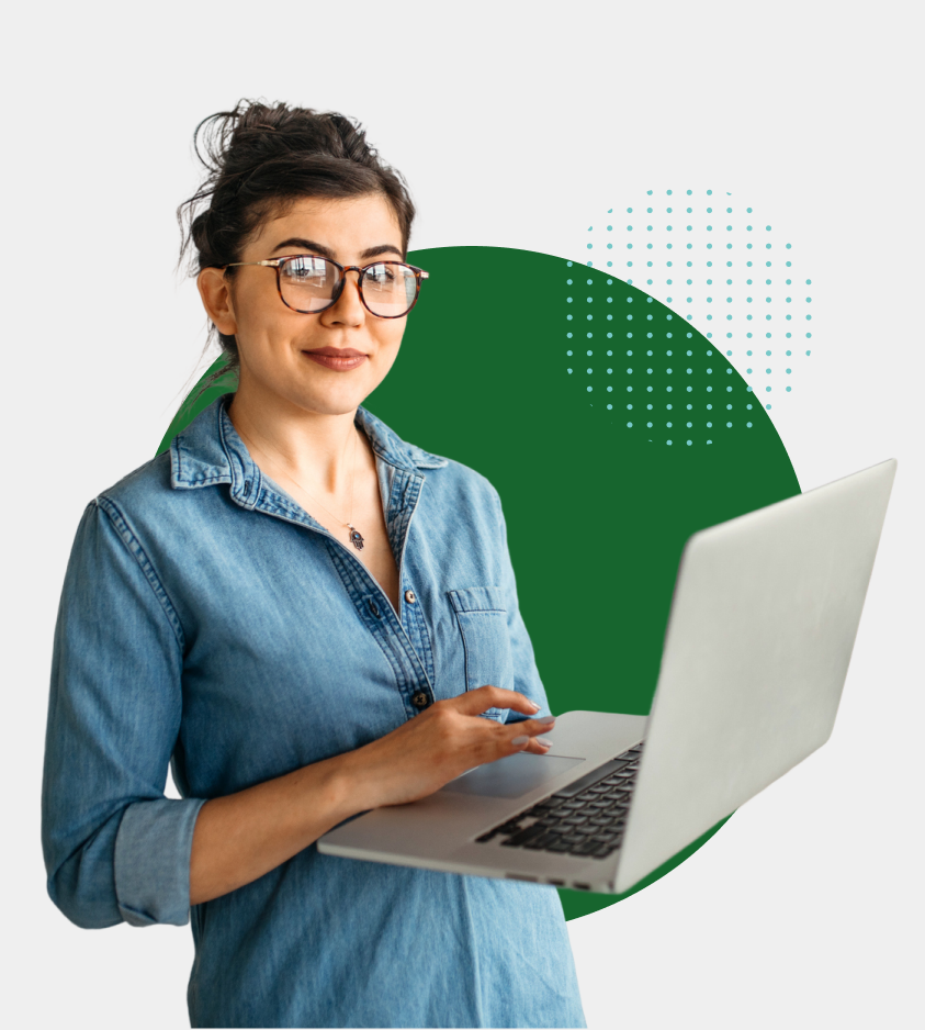 lady holding laptop