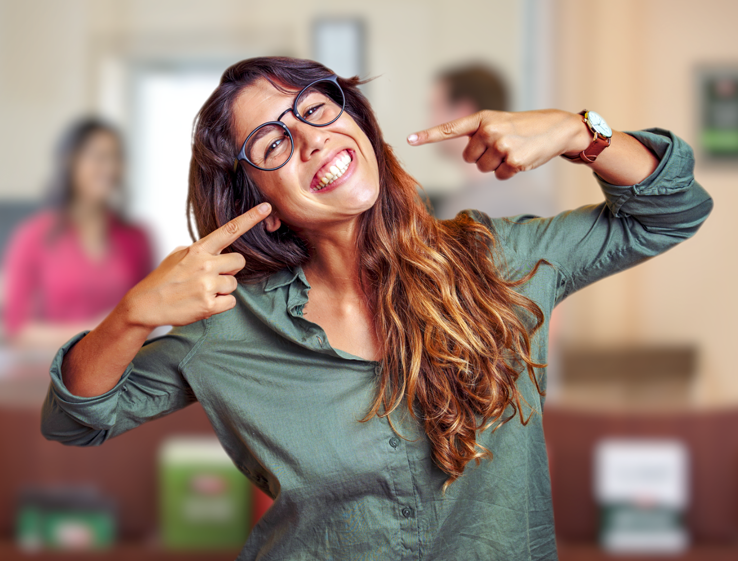 Smiling woman in store