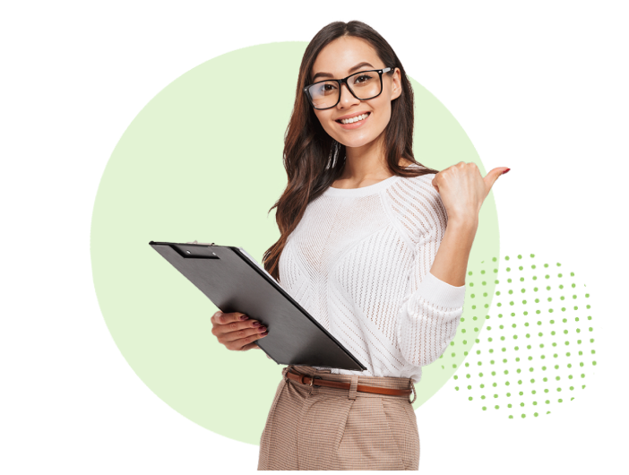 Girl holding clipboard