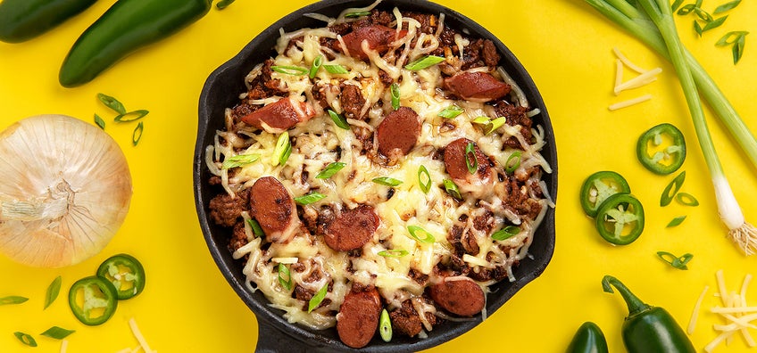 Keto Chili Dog Skillet