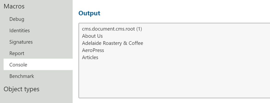 Macro expression output