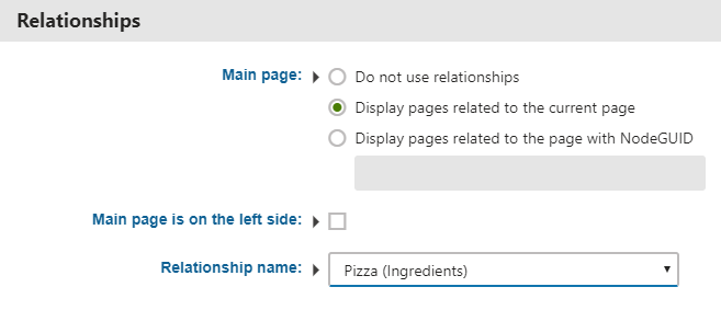 Pages type use in a Repeater relationship section