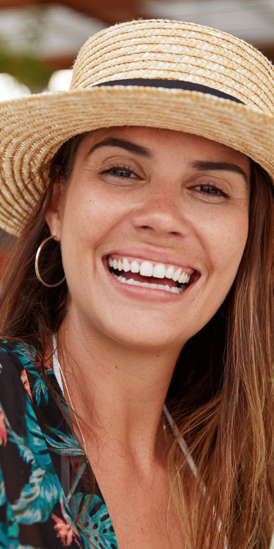 Woman wearing fashionable outfit purchased with online voucher