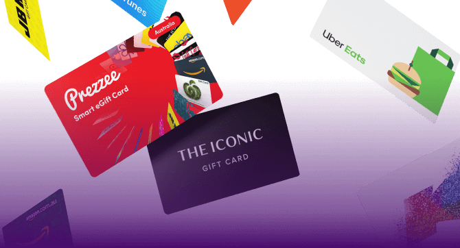 A wide range of e gift cards in the air
