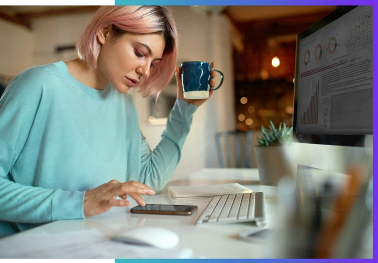 A remote worker can't find her flow because her phone distracts her.