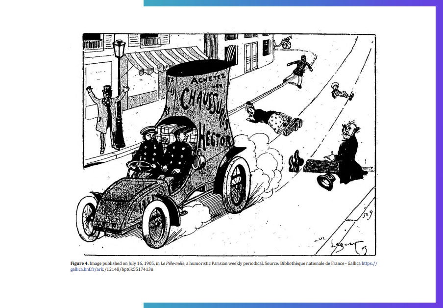 An old French comic showing cars were dangerous. 