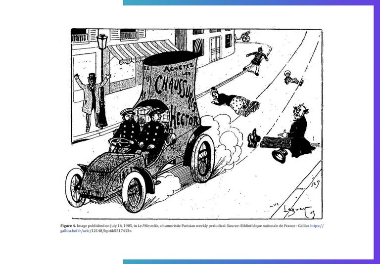 An old French comic showing cars were dangerous.