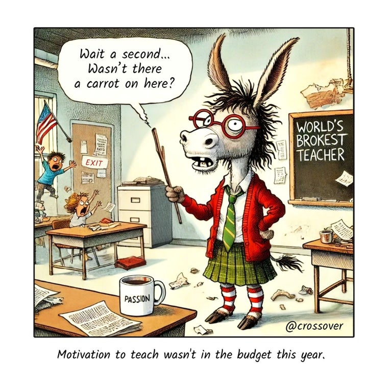 @crossover remote work comics and cartoons #3: teaching motivation edtech.