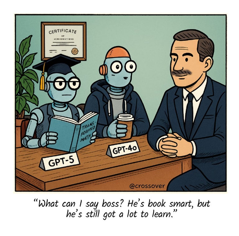 @crossover remote work comics and cartoons #46: ChatGPT 5 no personality.