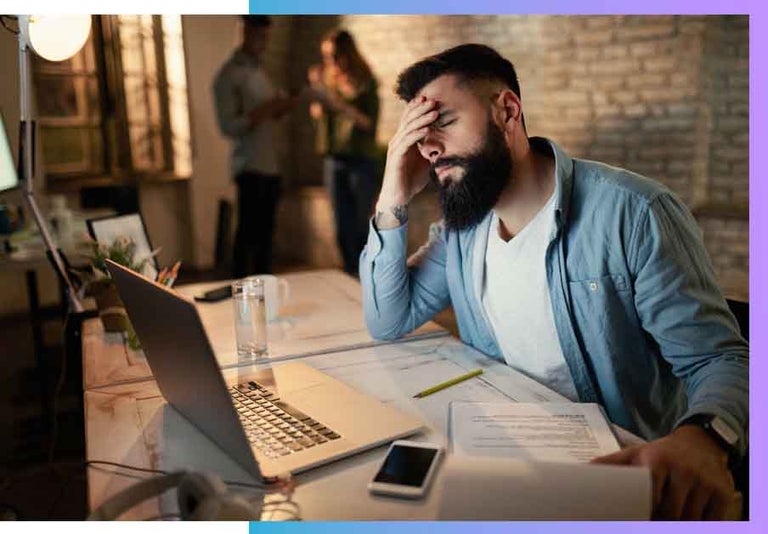 A frustrated remote worker who is being paid poorly.