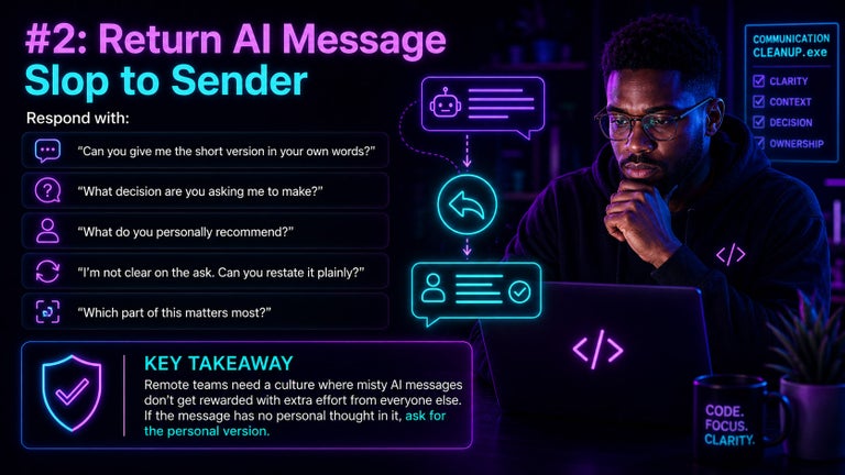Social offloading infographic, return AI messages to sender.