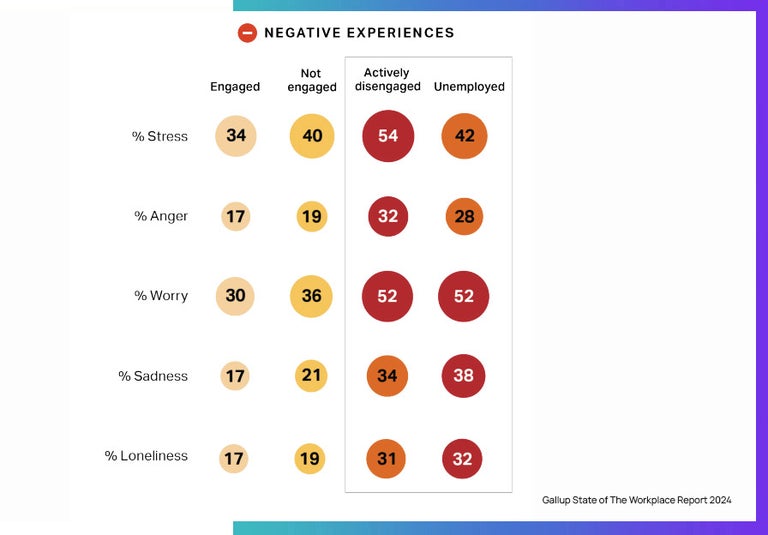 Gallup State of the Workplace Report 2024, Negative Experiences. 