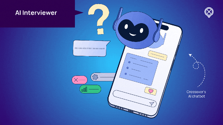 Crossover's Ai interviewer - a chatbot that asks basic fit questions.