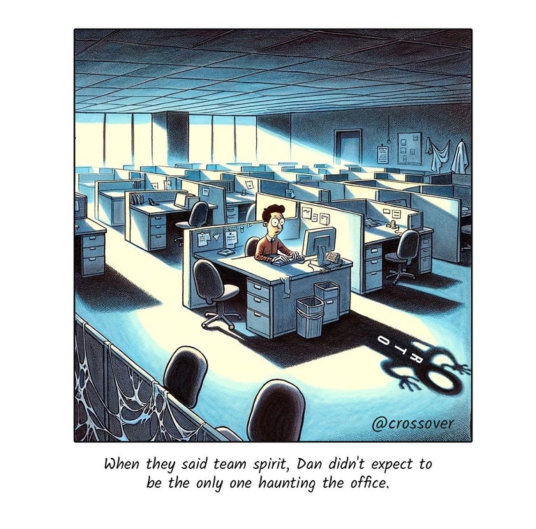 @crossover remote work comics and cartoons #13: RTO team spirit.