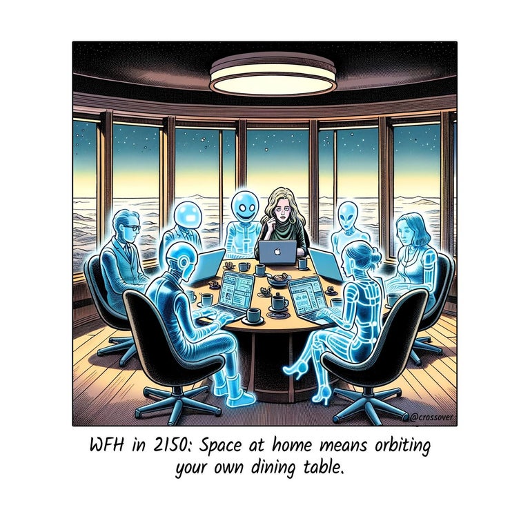 @crossover remote work comics and cartoons #5: WFH in space.