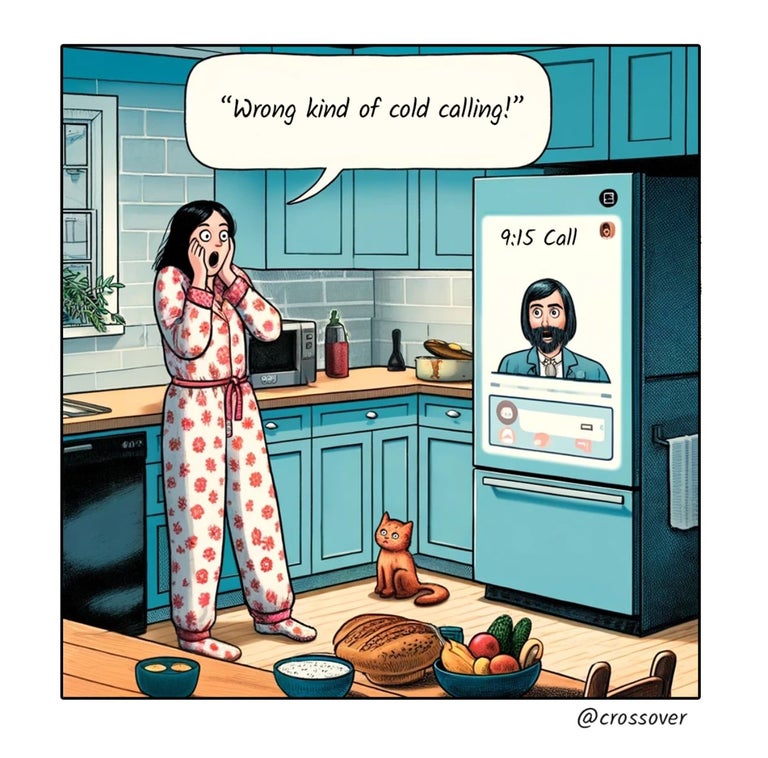 @crossover remote work comics and cartoons #33: cold calling.