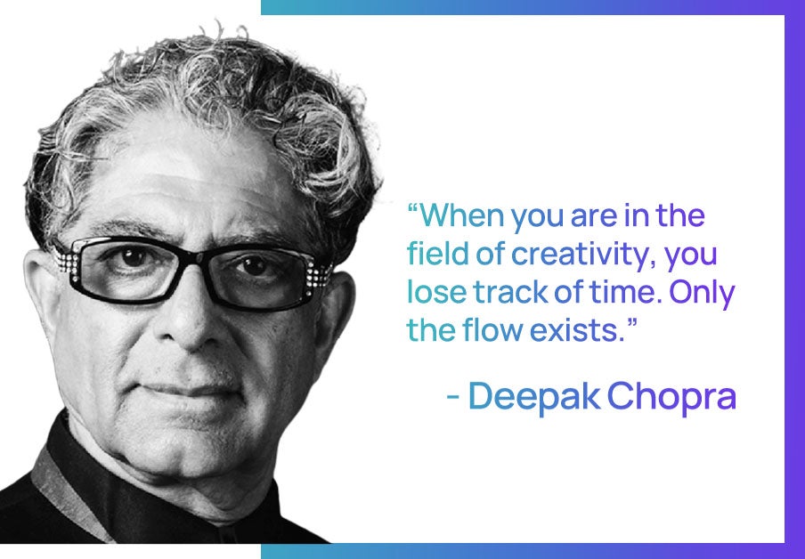 A quote about time and creativity from Deepak Chopra. 