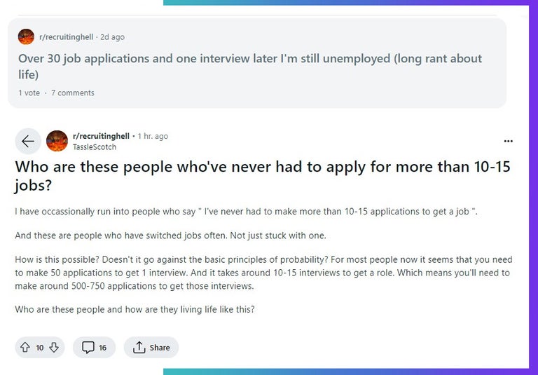 Recruitinghell on Reddit multiple job applications. 