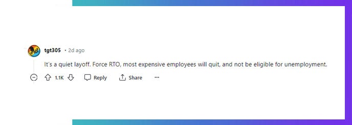 Reddit user tgt305 speaks about quiet layoffs. 