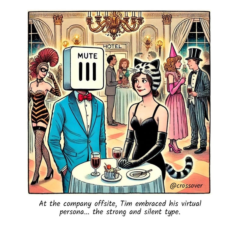 @crossover remote work comics and cartoons #22: company offsite.