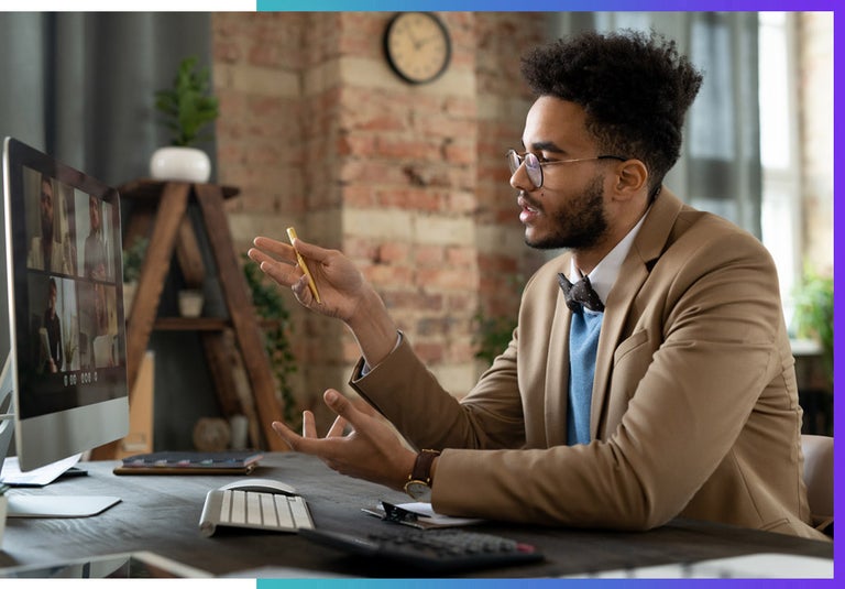 A man speaks about the flow state during a meeting with his team.