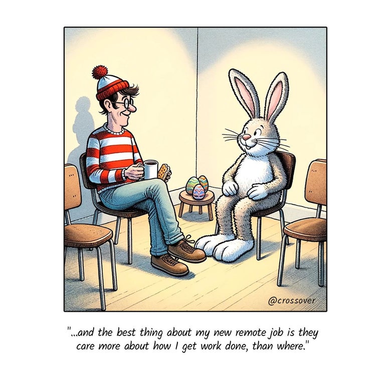 @crossover remote work comics and cartoons #2: where you work.