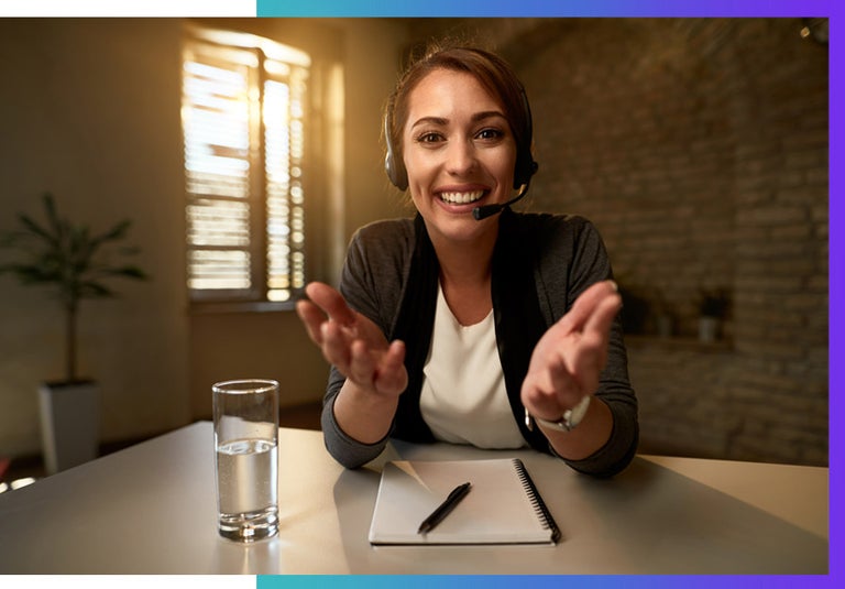 A woman prepares for a remote interview live using AI.