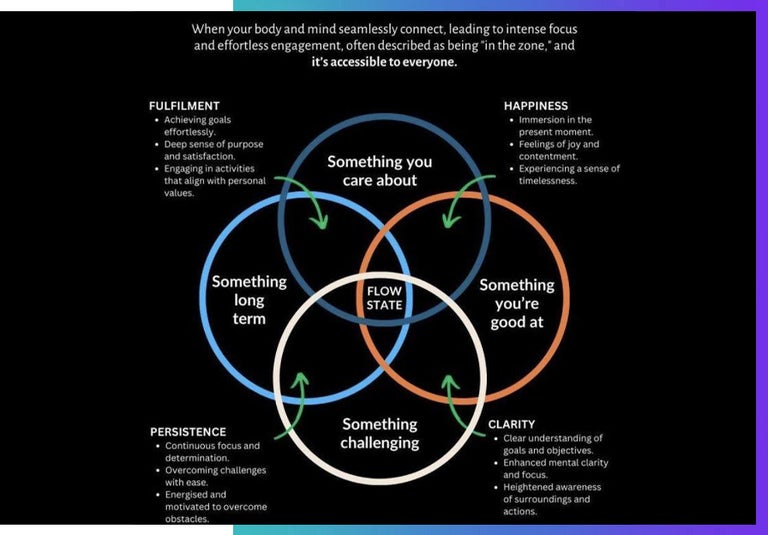 The Flow State chart - lies at the intersection of challenge, growth, skill and passion.
