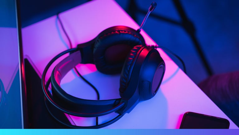 A headphones on a table