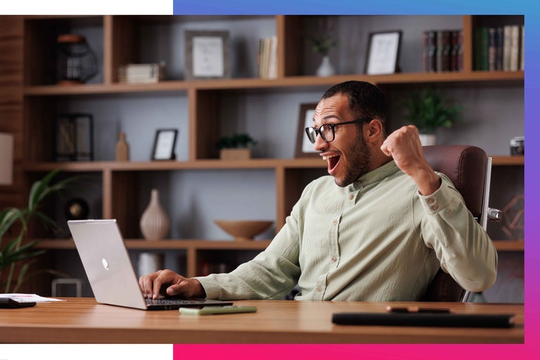 A remote leader celebrating a team win.