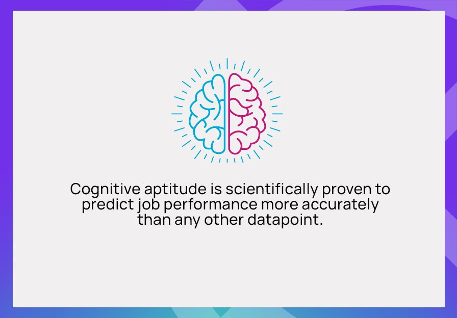 Why cognitive aptitude tests: they predict long-term candidate performance. 